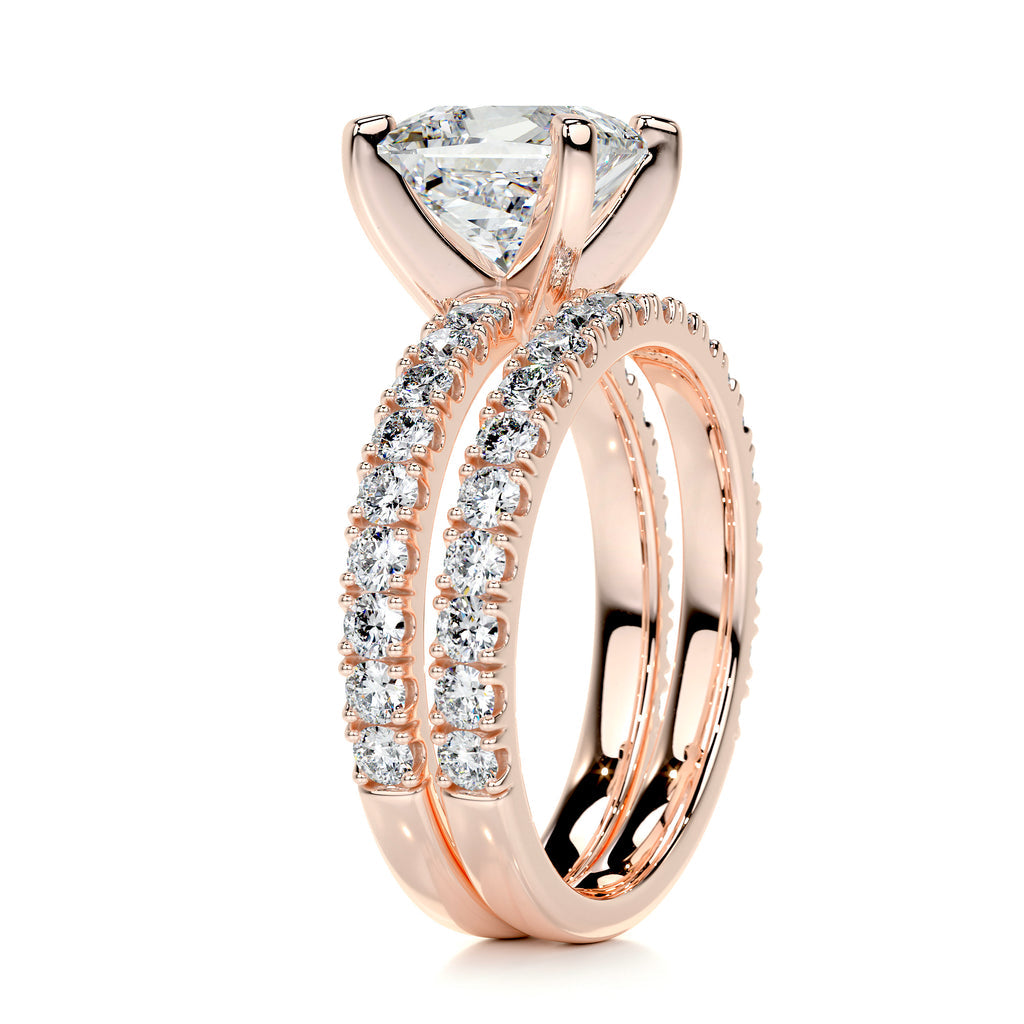 1.50 CT Princess Solitaire CVD F/VS Diamond Bridal Ring Set 17