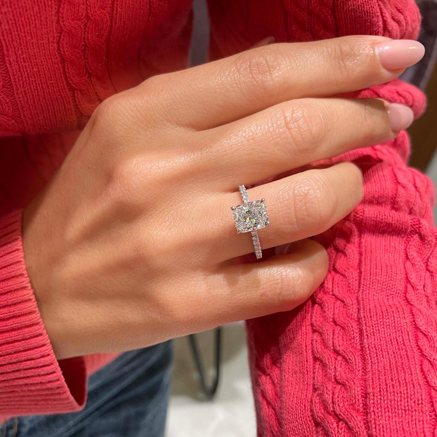 2.0 CT Radiant Hidden Halo CVD E/VS2 Diamond Engagement Ring 17