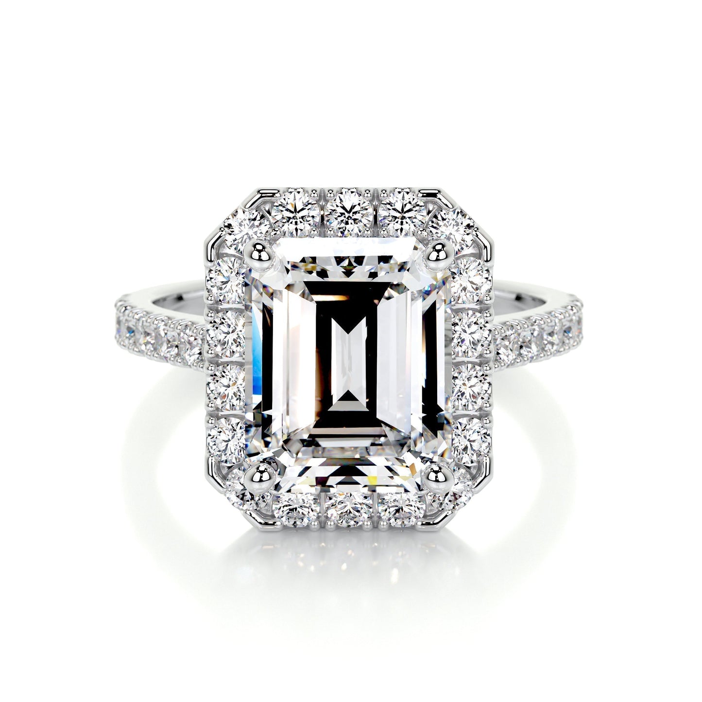 1.50 CT Emerald Halo CVD D/VS1 Diamond Engagement Ring 1