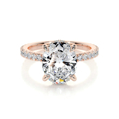 2.0 CT Oval Hidden Halo CVD E/VS2 Diamond Engagement Ring 10