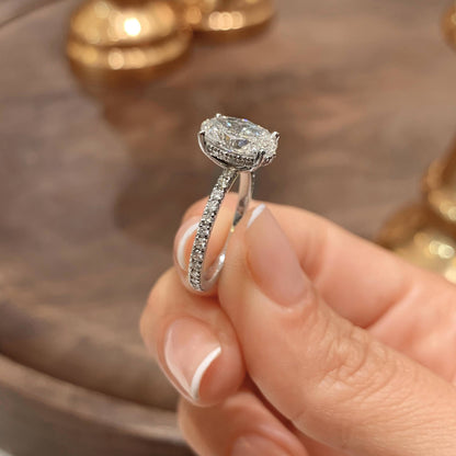 2.0 CT Oval Hidden Halo CVD E/VS2 Diamond Engagement Ring 17
