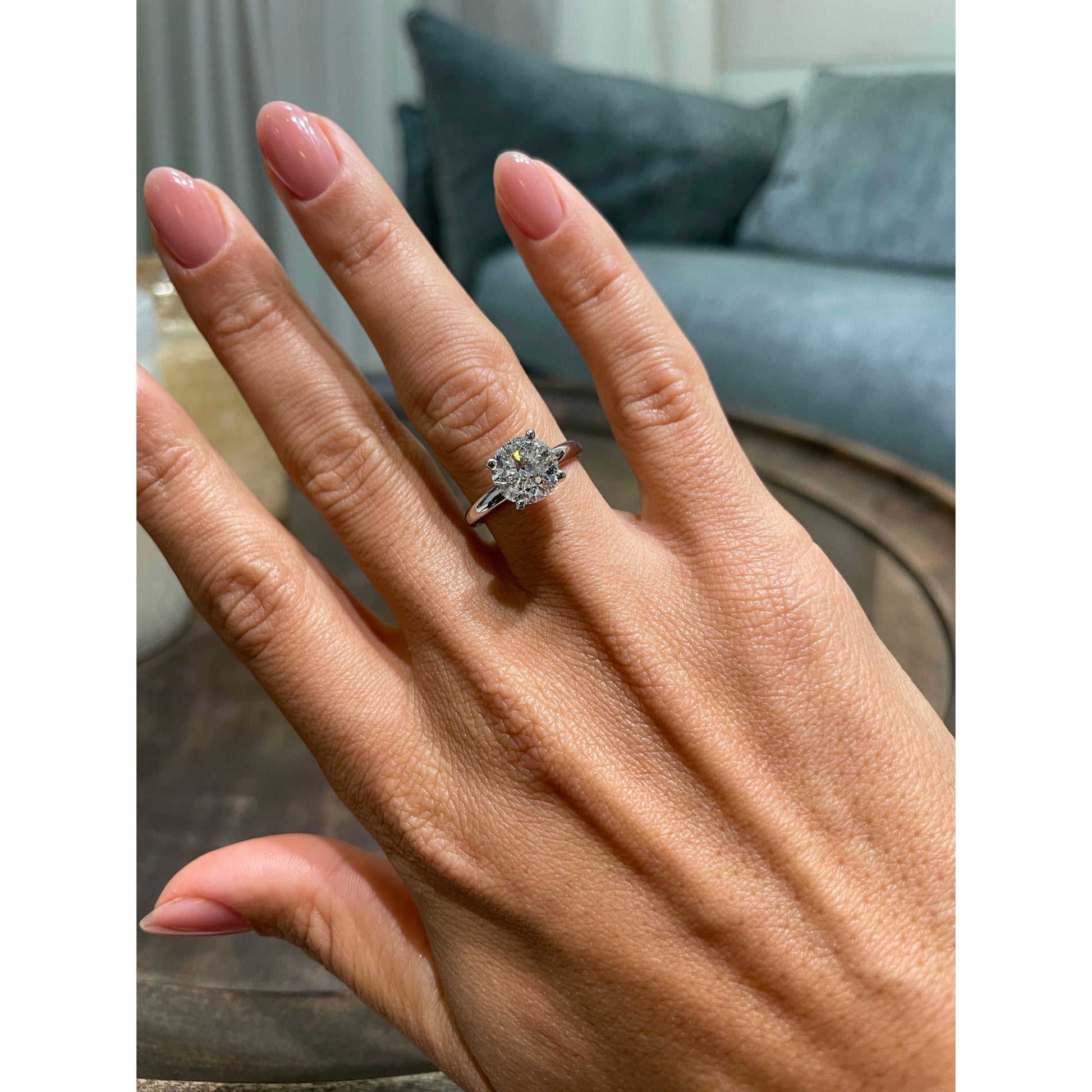 2.0 CT Round Solitaire CVD E/VS2 Diamond Engagement Ring 14