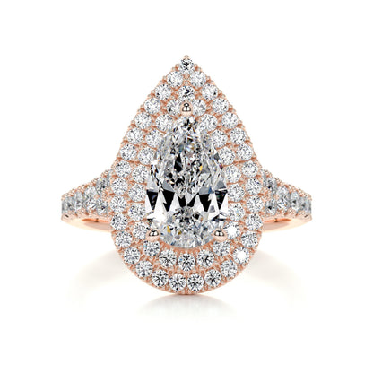 1.0 CT Pear Double Halo CVD F/VS2 Diamond Engagement Ring 12