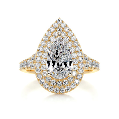 1.0 CT Pear Double Halo CVD F/VS2 Diamond Engagement Ring 7