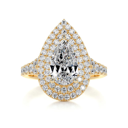1.0 CT Pear Double Halo CVD F/VS2 Diamond Engagement Ring 7