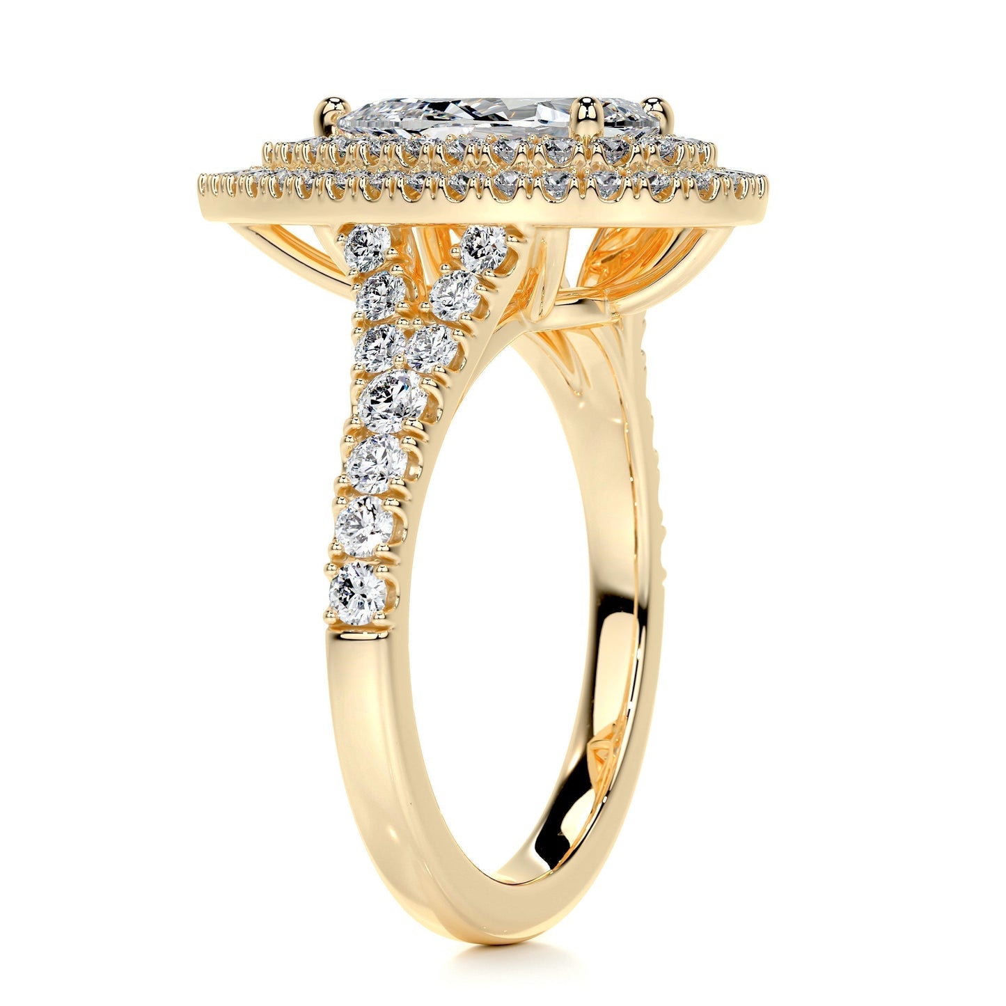 1.0 CT Pear Double Halo CVD F/VS2 Diamond Engagement Ring 10