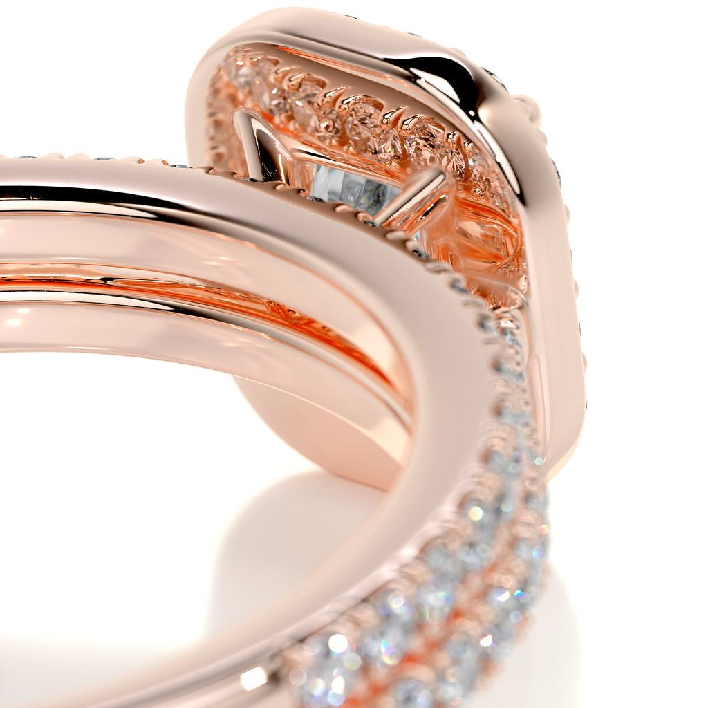 1.0 CT Radiant Halo CVD F/VS Diamond Bridal Ring Set 14