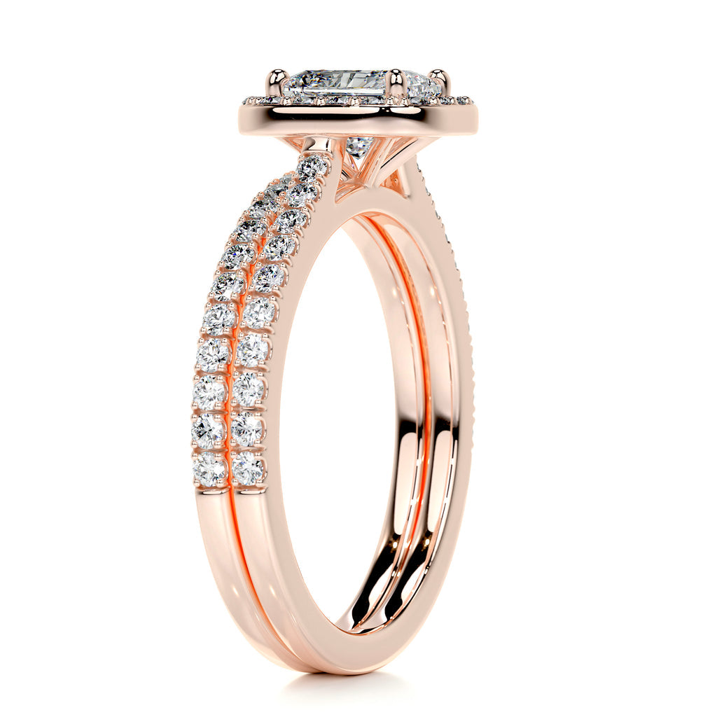 1.0 CT Radiant Halo CVD F/VS Diamond Bridal Ring Set 15