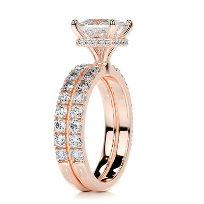 1.50 CT Princess Hidden Halo CVD F/VS Diamond Bridal Ring Set 15