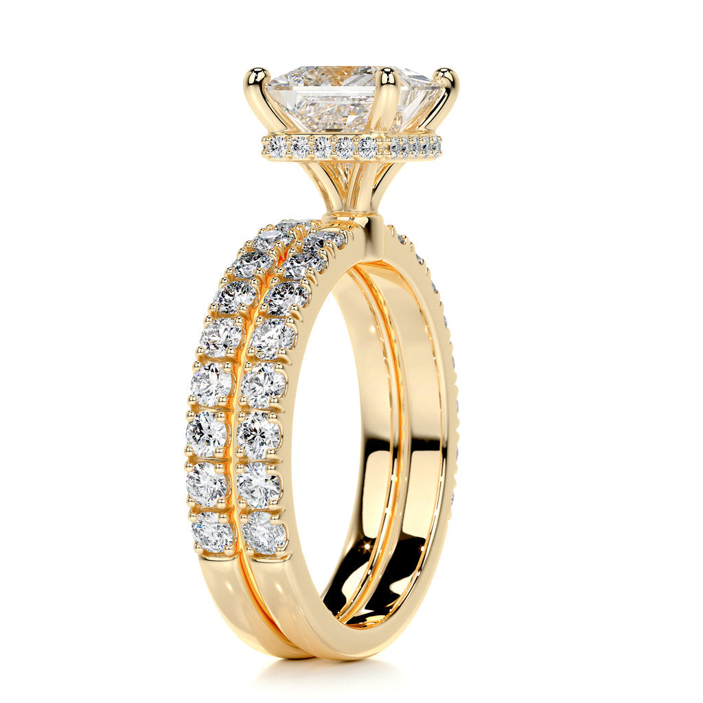1.50 CT Princess Hidden Halo CVD F/VS Diamond Bridal Ring Set 10
