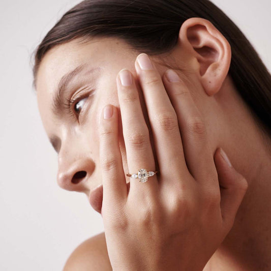 2 CT Emerald Pave Moissanite Engagement Ring
