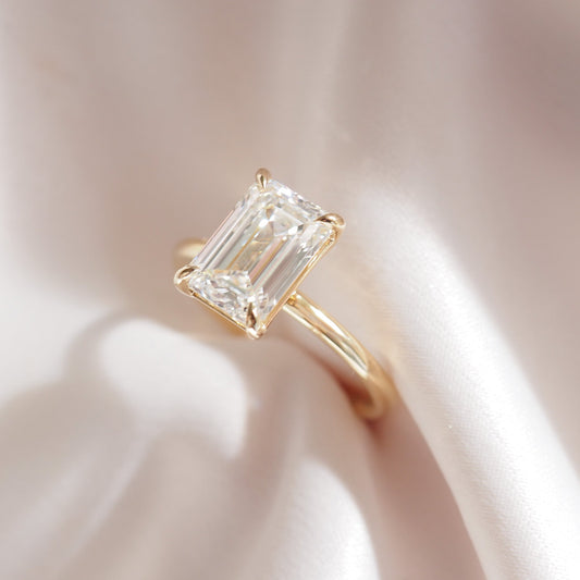 2 CT Emerald Pave Moissanite Engagement Ring