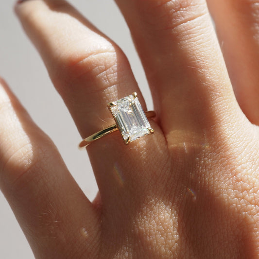 2 CT Emerald Pave Moissanite Engagement Ring