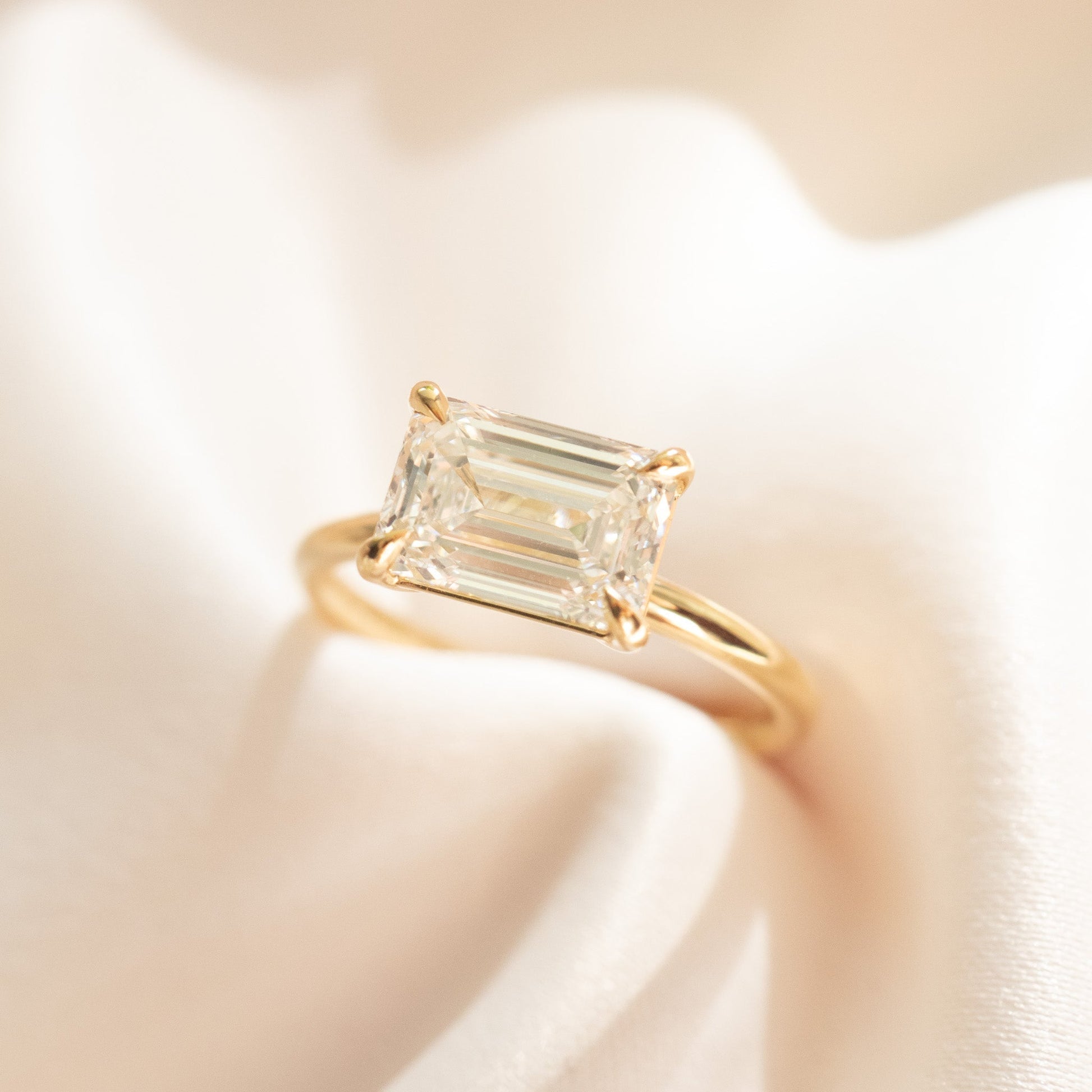 2 CT Emerald Pave Moissanite Engagement Ring