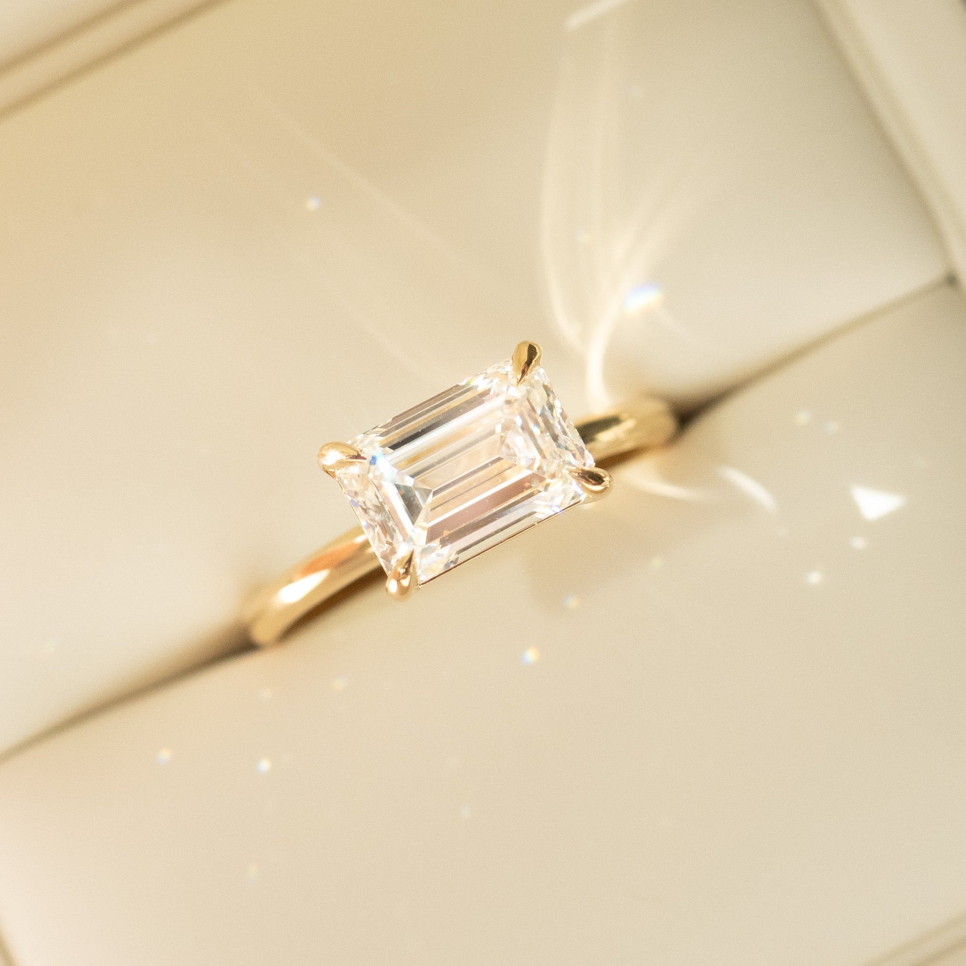 2 CT Emerald Pave Moissanite Engagement Ring