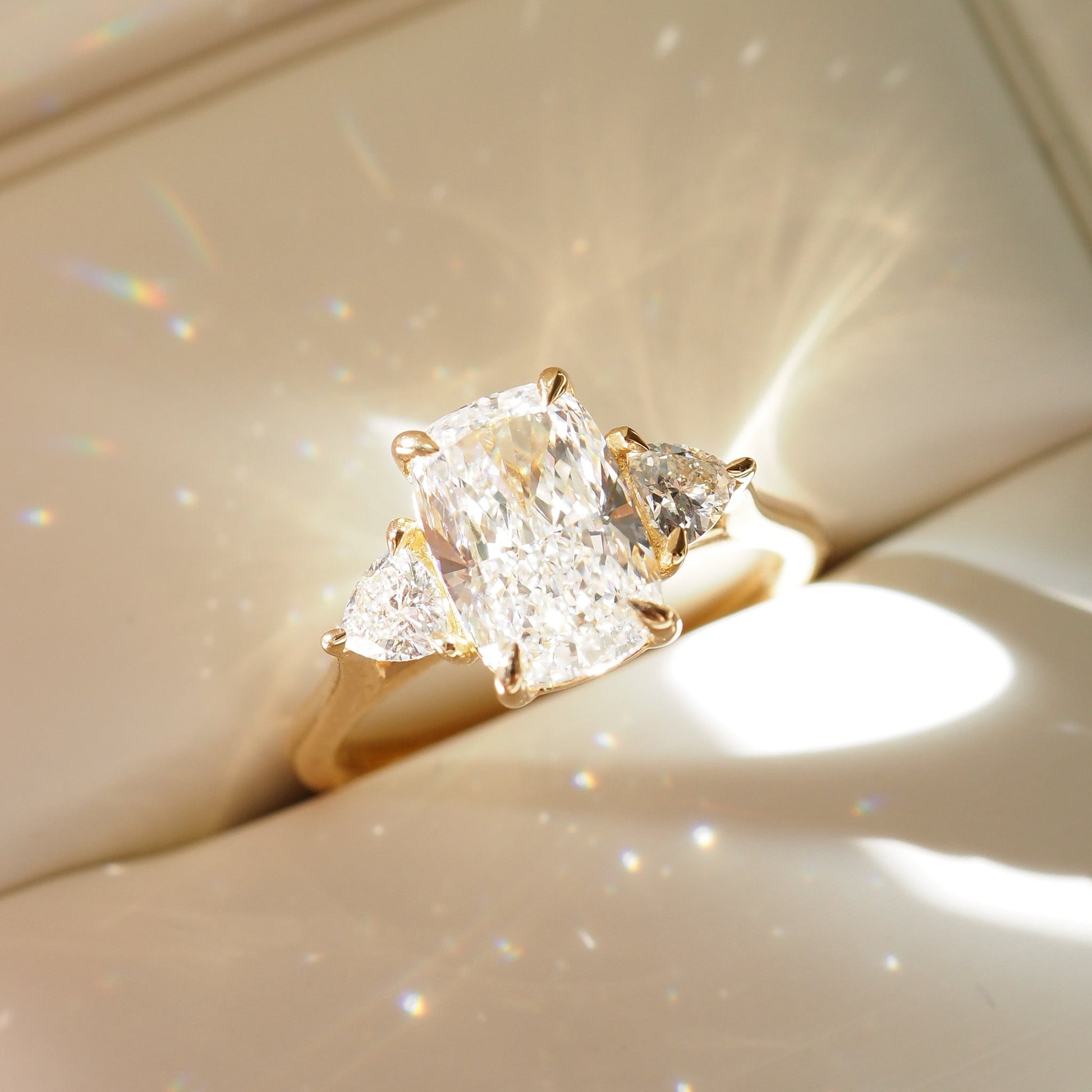 2 CT Emerald Pave Moissanite Engagement Ring