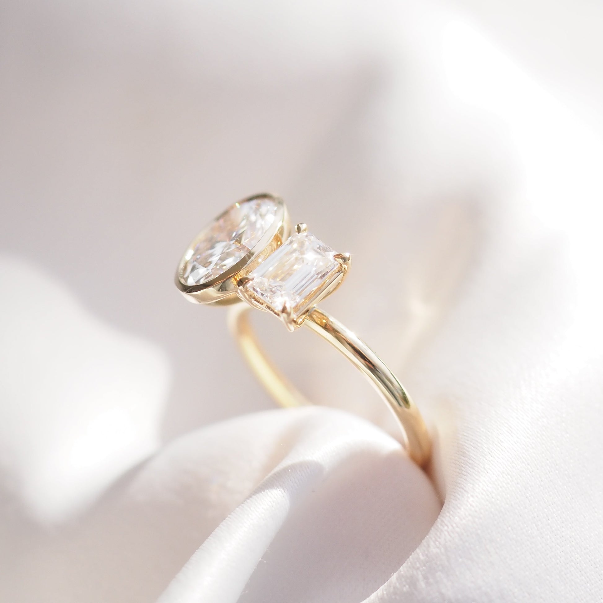 2 CT Emerald Pave Moissanite Engagement Ring