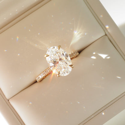 2 CT Emerald Pave Moissanite Engagement Ring