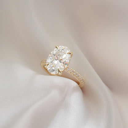 2 CT Emerald Pave Moissanite Engagement Ring