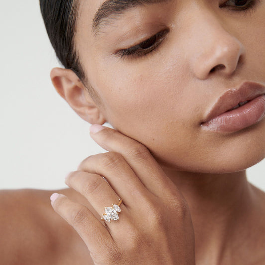 1 CT Marquise Three Stone Moissanite Engagement Ring