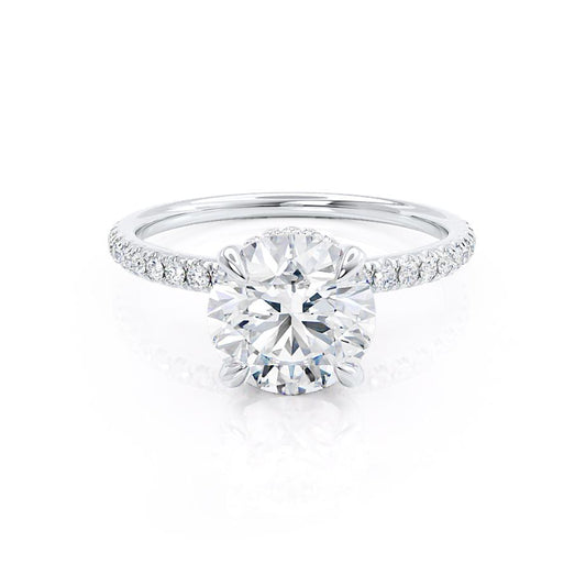 1.0 CT Round Shaped Hidden Halo Moissanite Engagement Ring