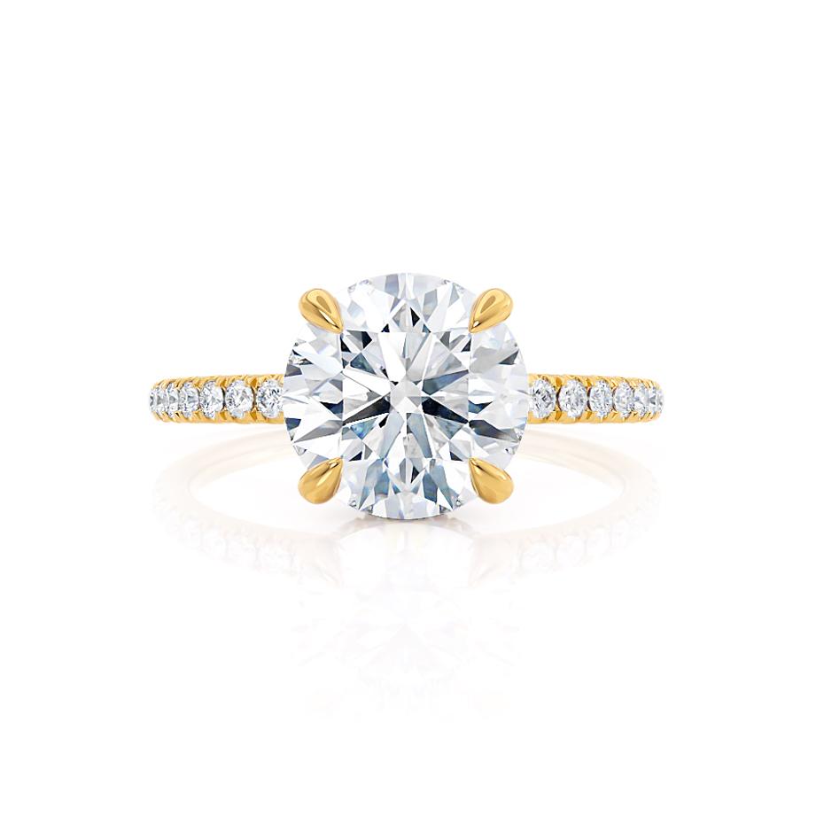 1.0 CT Round Shaped Moissanite Hidden Halo Style Engagement Ring