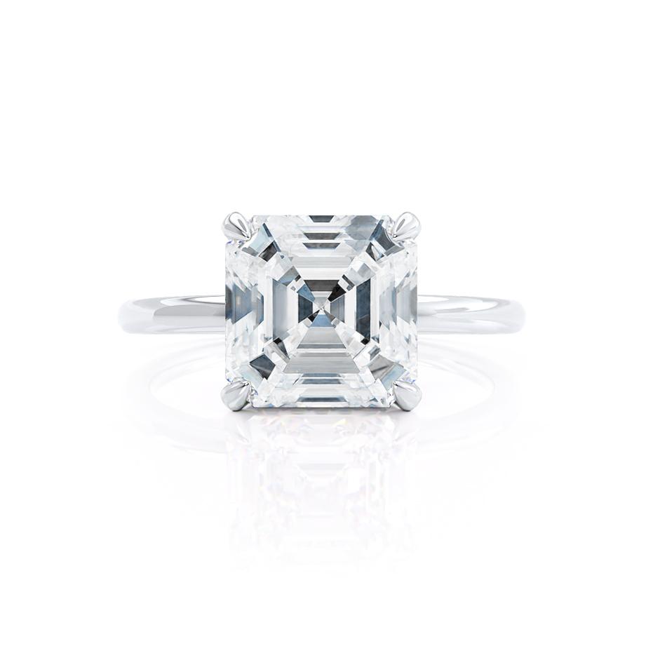 2.21 CT Asscher Shaped Moissanite Hidden Halo Engagement Ring