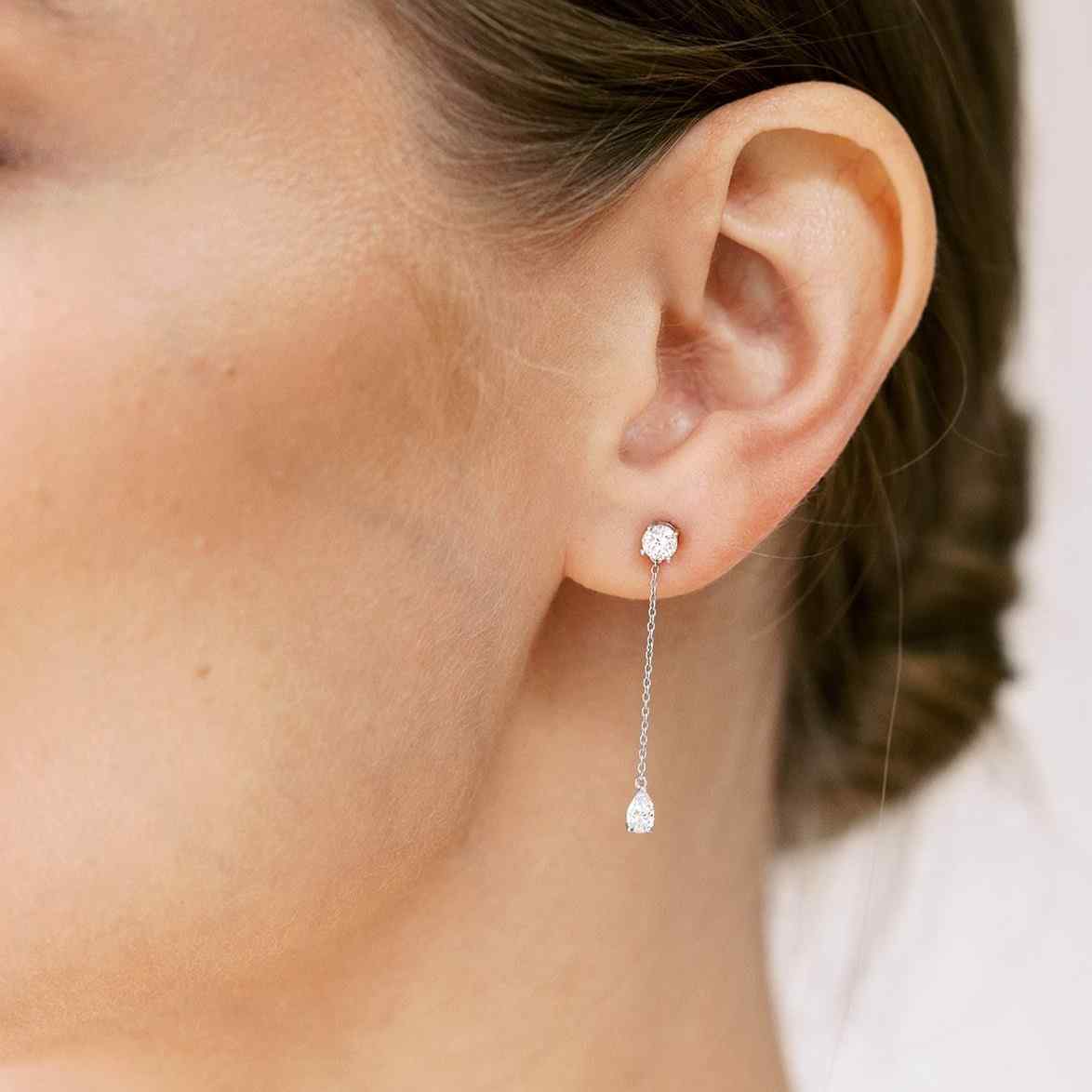 0.8 TCW Multiple Stone Dangle Moissanite Earrings