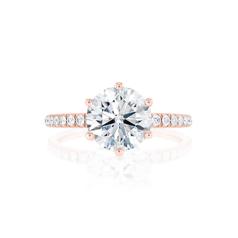 2.20 CT Round Shaped Moissanite Solitaire With Pave Setting Engagement Ring