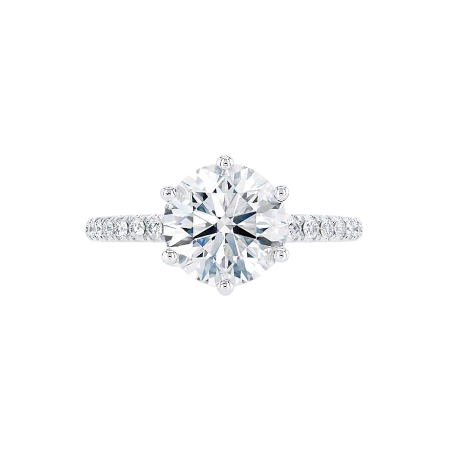 2.20 CT Round Shaped Moissanite Solitaire Pave Style Engagement Ring