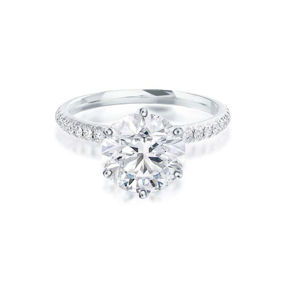 2.20 CT Round Shaped Moissanite Solitaire Pave Style Engagement Ring
