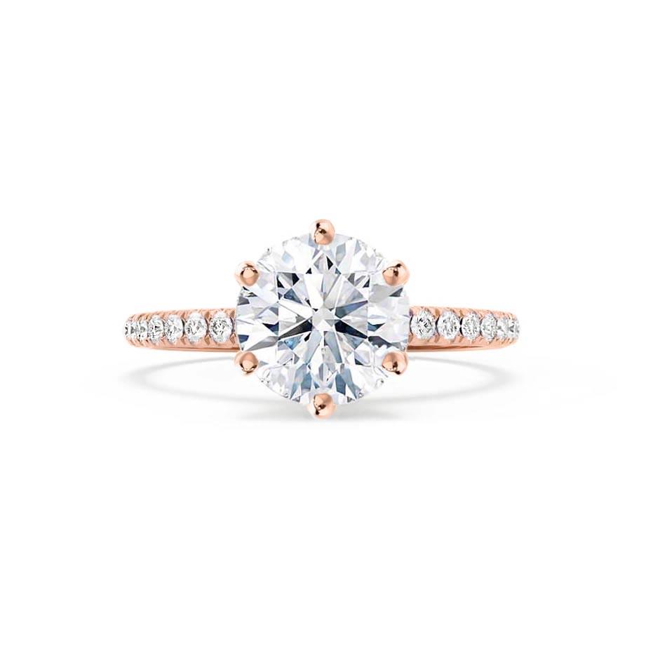 2.20 CT Round Shaped Moissanite Solitaire With Pave Setting Engagement Ring