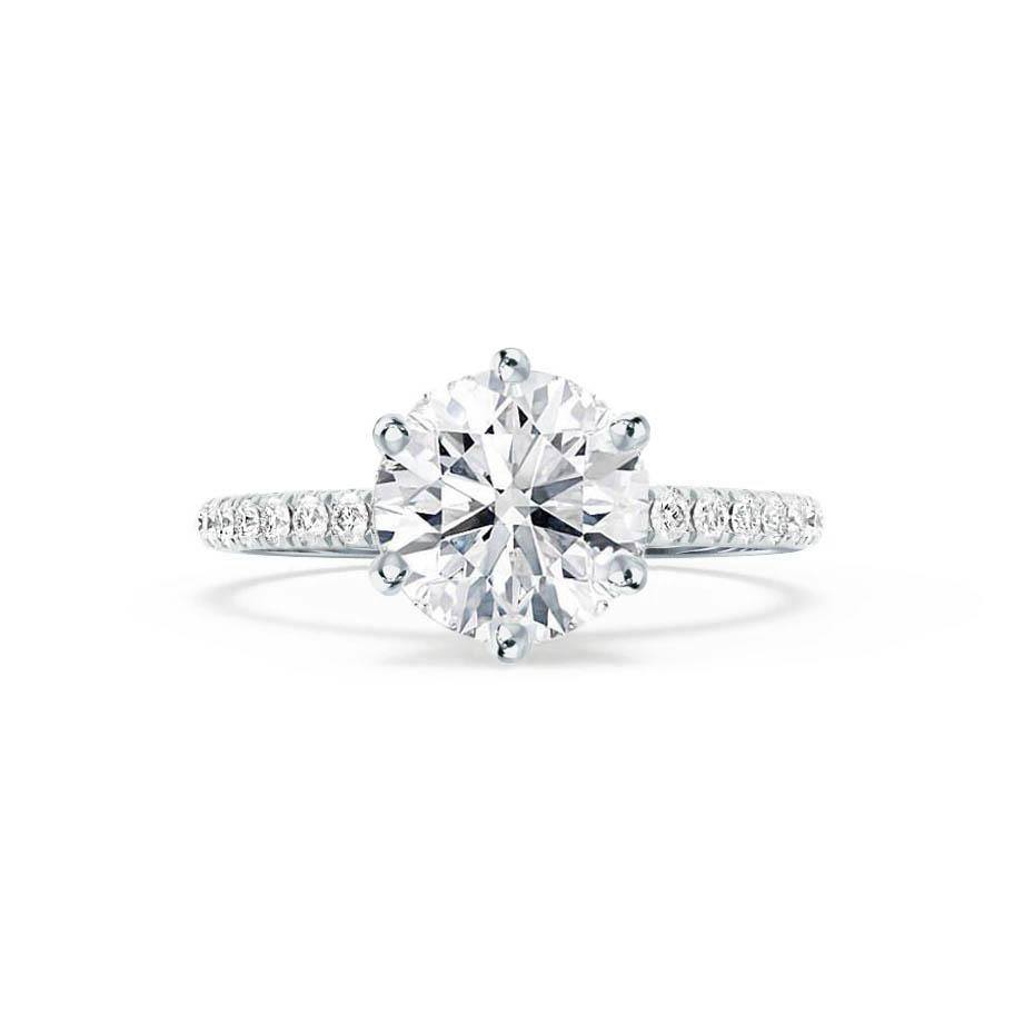 2.20 CT Round Shaped Moissanite Solitaire Pave Style Engagement Ring