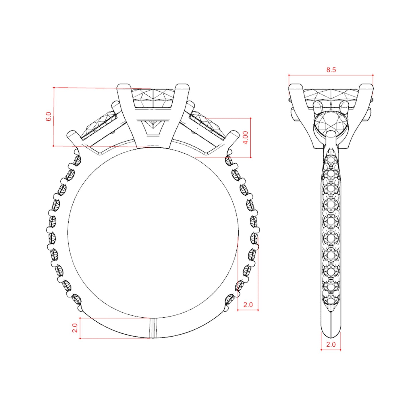 2.10 CT Oval Cut 3 Stone Moissanite Engagement Ring