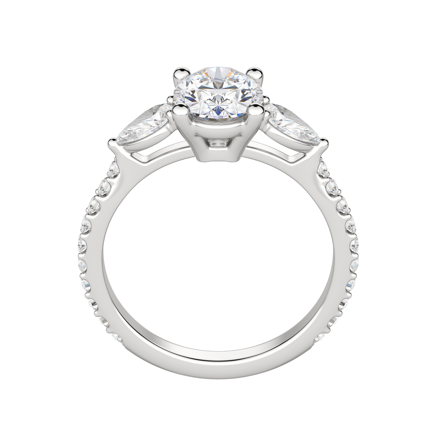 2.10 CT Oval Cut 3 Stone Moissanite Engagement Ring