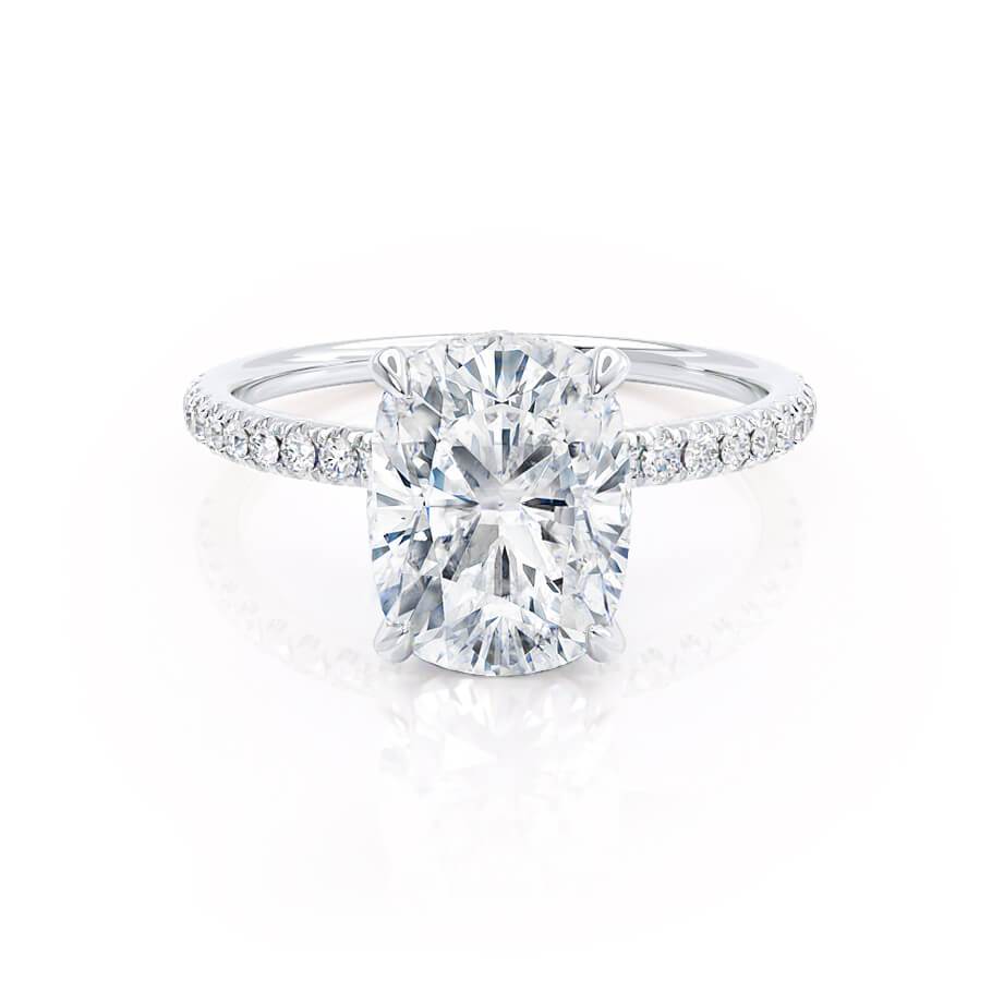 2.30 CT Elongated Cushion Shaped Moissanite Hidden Halo Engagement Ring