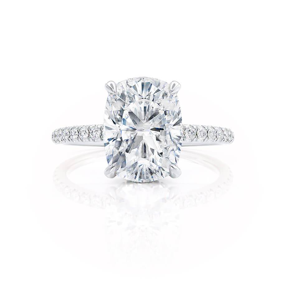 2.30 CT Elongated Cushion Shaped Moissanite Hidden Halo Engagement Ring