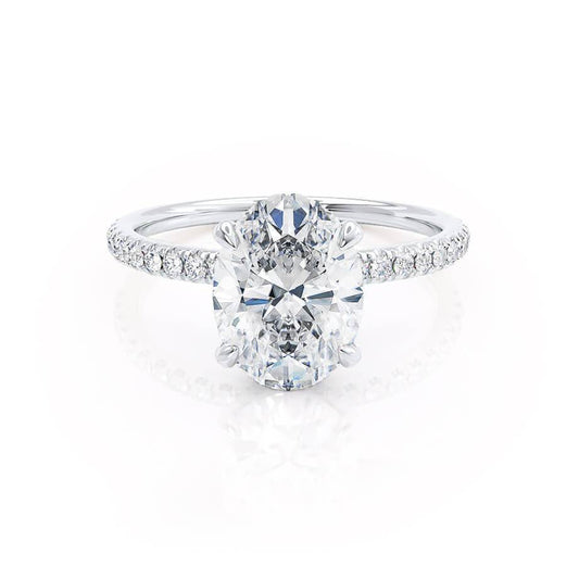 1.50 CT Oval Shaped Hidden Halo Moissanite Engagement Ring