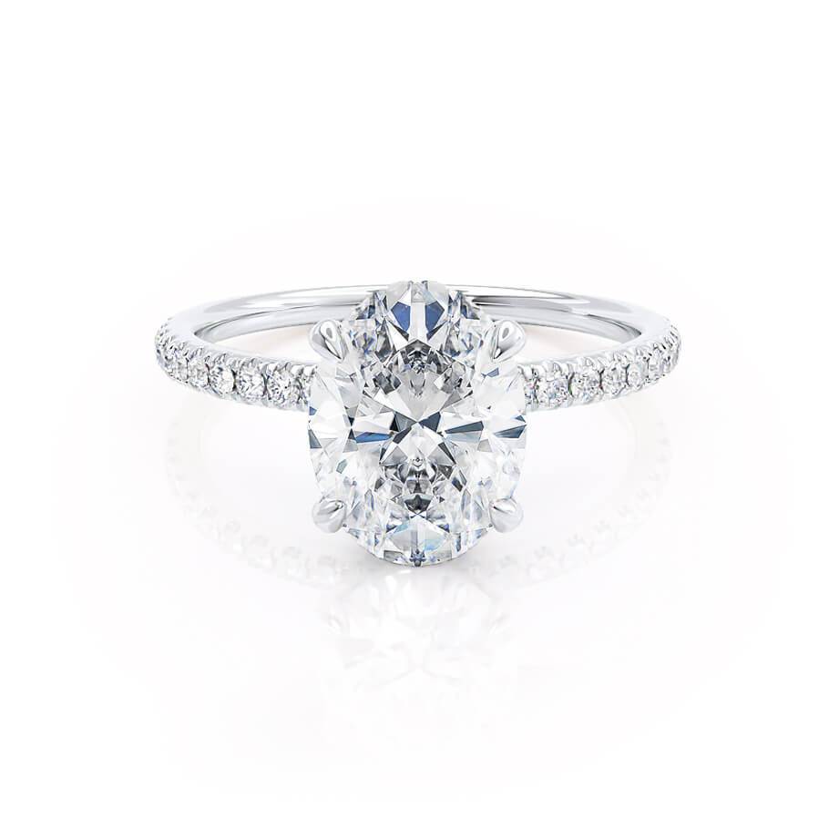 1.50 CT Oval Shaped Moissanite Hidden Halo Style Engagement Ring