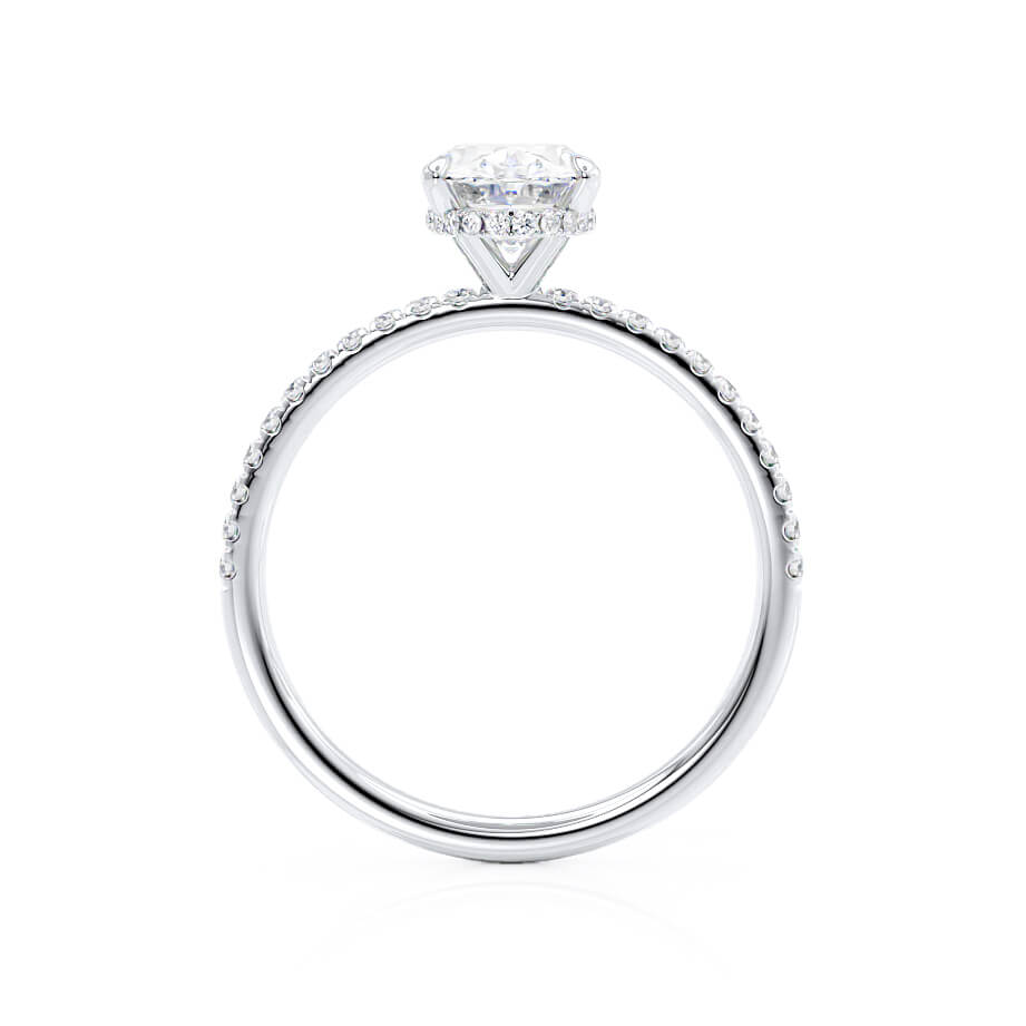 1.50 CT Oval Shaped Hidden Halo Moissanite Engagement Ring