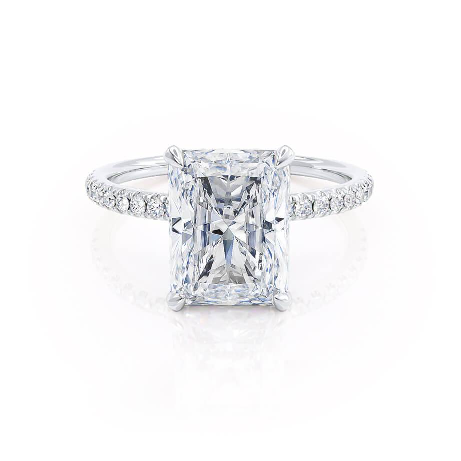 1.80 CT Radiant Shaped Moissanite Hidden Halo Style Engagement Ring