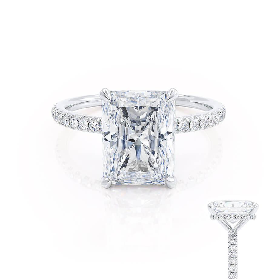 1.80 CT Radiant Shaped Moissanite Hidden Halo Engagement Ring