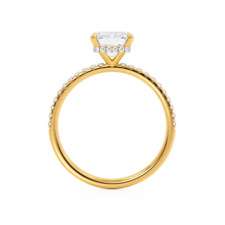 1.75 CT Emerald Shaped Moissanite Hidden Halo Style Engagement Ring