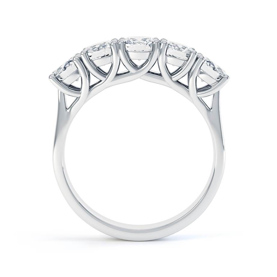 1.25 CT Round Shaped Moissanite 5 Stones Wedding Band