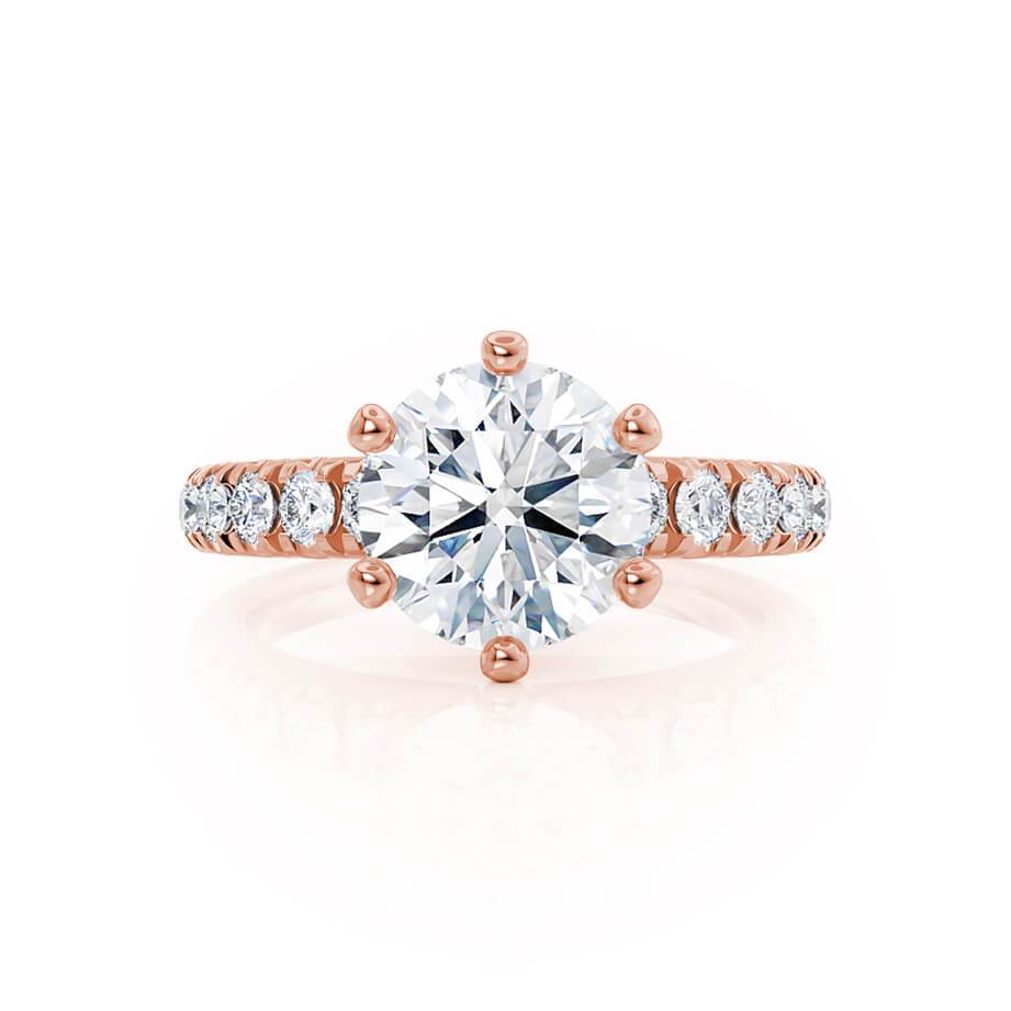 1.90 CT Round Shaped Moissanite Solitaire Pave Style Engagement Ring