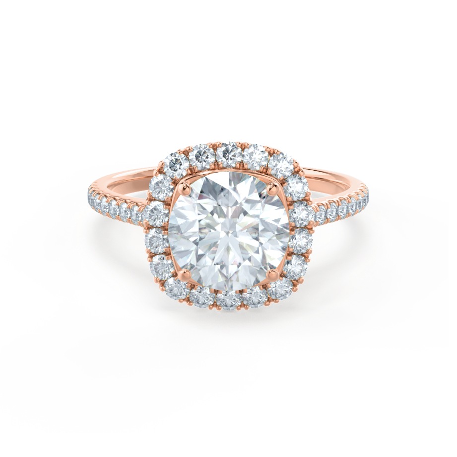 1.0 CT Round Shaped Moissanite Halo Style Engagement Ring