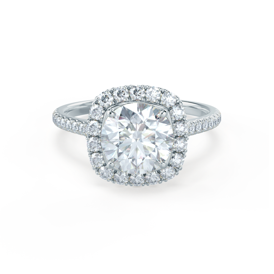 1.0 CT Round Shaped Moissanite Halo Style Engagement Ring