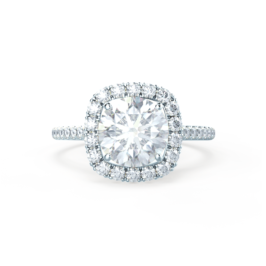 1.0 CT Round Shaped Moissanite Halo Style Engagement Ring