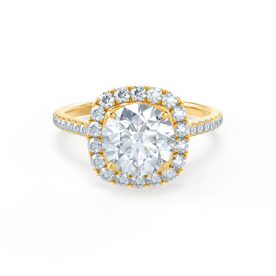 1.0 CT Round Shaped Moissanite Halo Style Engagement Ring