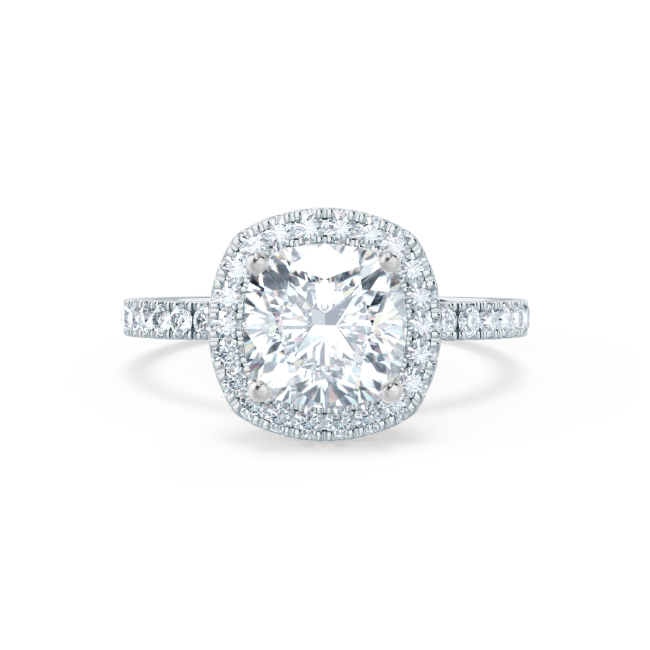 1.30 CT Cushion Shaped Moissanite Halo Pave Style Engagement Ring